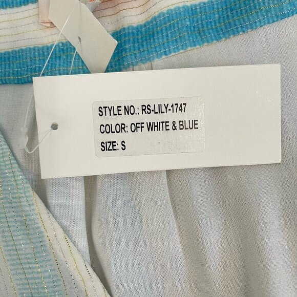 Rococo Sand Lily Drawstring Tassel Tie Floral Mini Dress Bell Sleeves Size Small - Picture 11 of 16